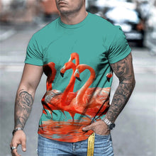 Load image into Gallery viewer, Men&#39;s Short Sleeve Tshirt Vintage Style Flamingo T shirt Color Man Clothing Oversized T-shirt 3D Printing Pullover Clothes
