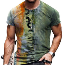 Load image into Gallery viewer, Men Vintage Oversized Short Sleeve T Shirts 2021 Summer Harajuku Ethnic Style 3D Print O Collared Graphic T-Shirt
