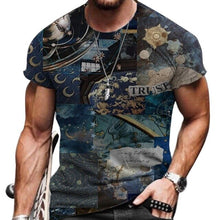 Load image into Gallery viewer, Men Vintage Oversized Short Sleeve T Shirts 2021 Summer Harajuku Ethnic Style 3D Print O Collared Graphic T-Shirt
