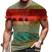Load image into Gallery viewer, Men Vintage Oversized Short Sleeve T Shirts 2021 Summer Harajuku Ethnic Style 3D Print O Collared Graphic T-Shirt
