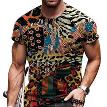 Load image into Gallery viewer, Men Vintage Oversized Short Sleeve T Shirts 2021 Summer Harajuku Ethnic Style 3D Print O Collared Graphic T-Shirt
