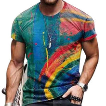 Load image into Gallery viewer, Men Vintage Oversized Short Sleeve T Shirts 2021 Summer Harajuku Ethnic Style 3D Print O Collared Graphic T-Shirt
