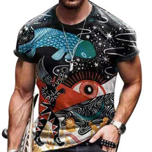 Load image into Gallery viewer, Men Vintage Oversized Short Sleeve T Shirts 2021 Summer Harajuku Ethnic Style 3D Print O Collared Graphic T-Shirt
