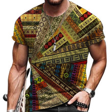 Load image into Gallery viewer, Men Vintage Oversized Short Sleeve T Shirts 2021 Summer Harajuku Ethnic Style 3D Print O Collared Graphic T-Shirt
