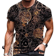 Load image into Gallery viewer, Men Vintage Oversized Short Sleeve T Shirts 2021 Summer Harajuku Ethnic Style 3D Print O Collared Graphic T-Shirt
