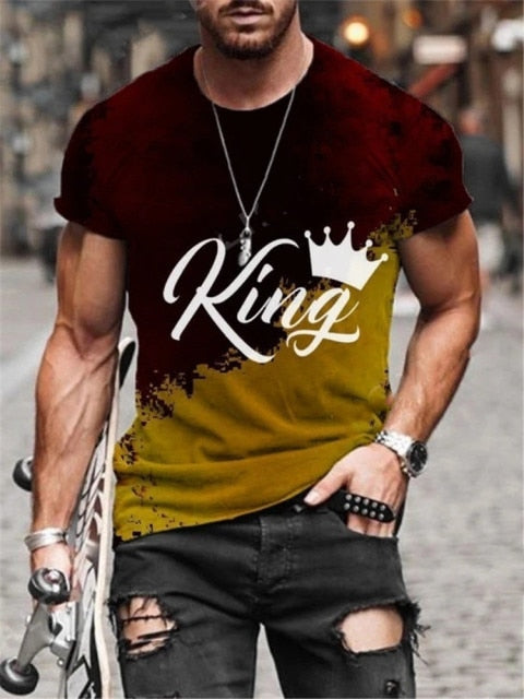 Men Fashion Stitching Short Sleeve Tshirts Summer New Men's Oversized Vintage Print O Collared T Shirts Harajuku Tee Shirt Tops