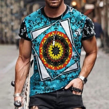 Load image into Gallery viewer, Men Vintage Oversized Short Sleeve T Shirts Summer New Fashion Harajuku Ethnic Style 3D Print O Collared Graphic T-Shirt
