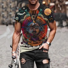 Load image into Gallery viewer, Men Vintage Oversized Short Sleeve T Shirts Summer New Fashion Harajuku Ethnic Style 3D Print O Collared Graphic T-Shirt
