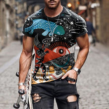 Load image into Gallery viewer, Men Vintage Oversized Short Sleeve T Shirts Summer New Fashion Harajuku Ethnic Style 3D Print O Collared Graphic T-Shirt
