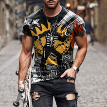 Load image into Gallery viewer, Men Vintage Oversized Short Sleeve T Shirts Summer New Fashion Harajuku Ethnic Style 3D Print O Collared Graphic T-Shirt
