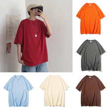 Load image into Gallery viewer, Summer Unisex Cotton Casual Loose Solid Color T-shirt O Neck Short Sleeve Top soft and comfortable for to wear suitable for Dail
