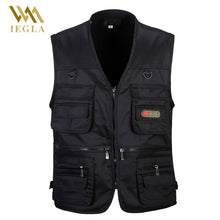 Load image into Gallery viewer, Male Vest Men Fashion Cotton Sleeveless Jackets Black Casual Fishing Vests with Many Pockets Unloading Waistcoat
