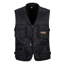 Load image into Gallery viewer, Male Vest Men Fashion Cotton Sleeveless Jackets Black Casual Fishing Vests with Many Pockets Unloading Waistcoat
