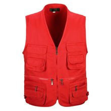 Load image into Gallery viewer, Male Vest Men Fashion Cotton Sleeveless Jackets Black Casual Fishing Vests with Many Pockets Unloading Waistcoat

